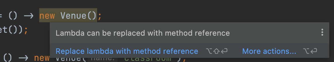IntelliJ suggests a method reference